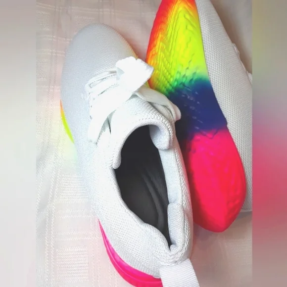SHOES Women Sneakers Rainbow White Lightweight Casual Shoes Size 7 - Picture 12 of 13